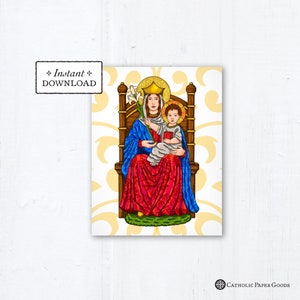 Our Lady of Walsingham Prayer Card, Instant Download, Downloadable PDF 4.25"x5.5" A2, Catholic Printable Marian Card, Marian Art