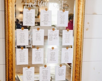 Handwritten Wedding Seating Chart, Calligraphy Wedding Seating Placement