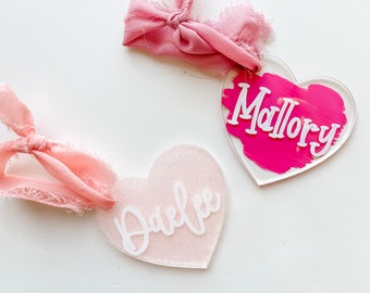 Valentine's Day Gift Basket Gift Tag | Acrylic Basket Tag | VDay Basket | Acrylic Gift Tag | Heart Tag Personalized Name Tag