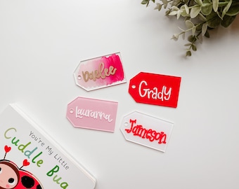 Valentine's Day Tag, name tags, valentines, valentines day gift, gift tag, holiday gift tag, acrylic, Galentine's Day, gift tags for kids