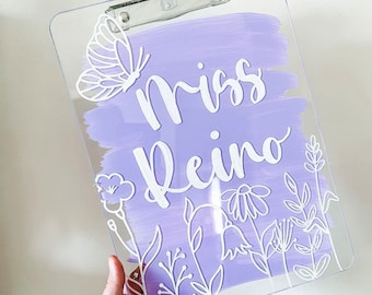 Personalized Teacher Clipboard, Acrylic Clipboard, Personalized Clipboard, Teacher Gifts, Painted Clipboard