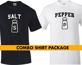 Funny Halloween T Shirt Salt and Pepper Couples Combo Halloween Costume T-Shirt Unisex Tee for Halloween Parties or Trick or Treating