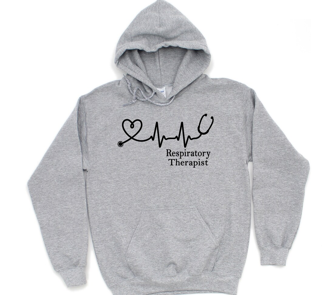 Healthcare RESPIRATORY THERAPIST Hoodie Sweatshirt EKG Heartbeat Design