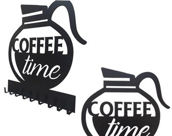 Patère murale en métal Coffee Time design et tendance (vis fournies)