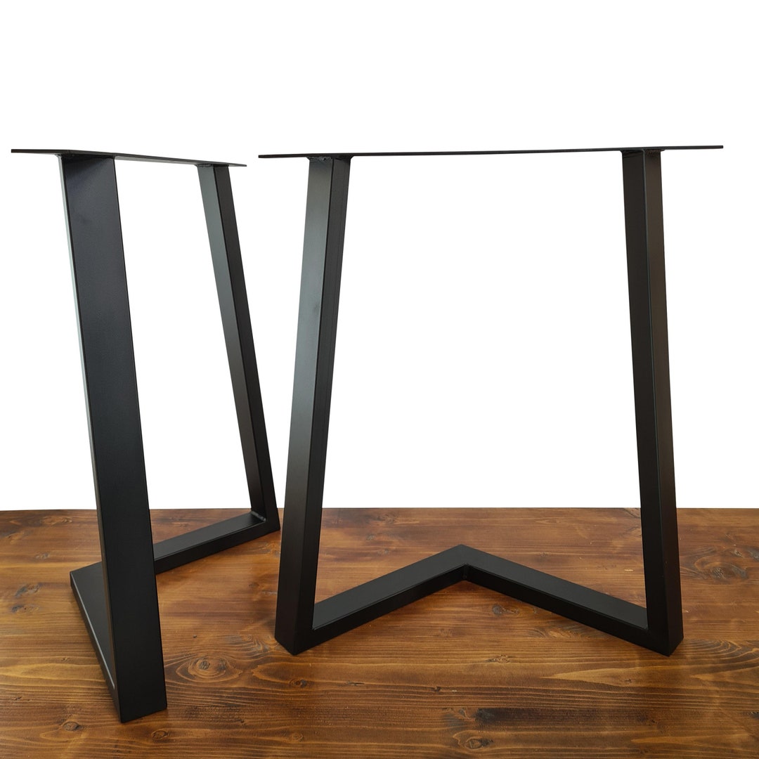 Lot 2 Pied de table Trapèze Design Industriel Acier 60x72cm Anthracite