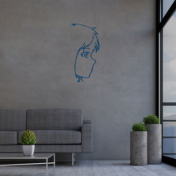 Décoration Murale en Métal Visage Profil Femme Manga Design et Tendance | Vis Fournies