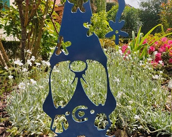 Décoration pour le jardin en acier : nain gnome bleu