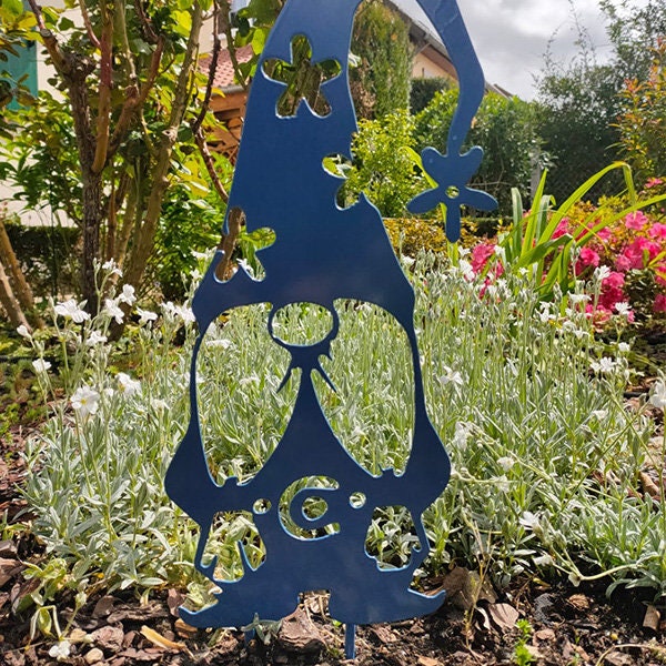 Décoration Pour Le Jardin en Acier Nain Gnome Bleu