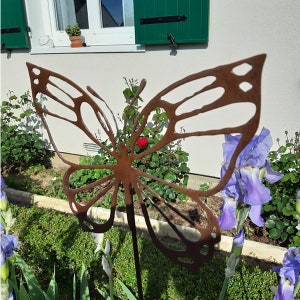Déco papillons fer extérieur décoration murale jardin extérieur décoration  de jardin métal pour extérieur, lettrage Home / Love, lxH 29,5 x 69,5 cm,  lot de 2
