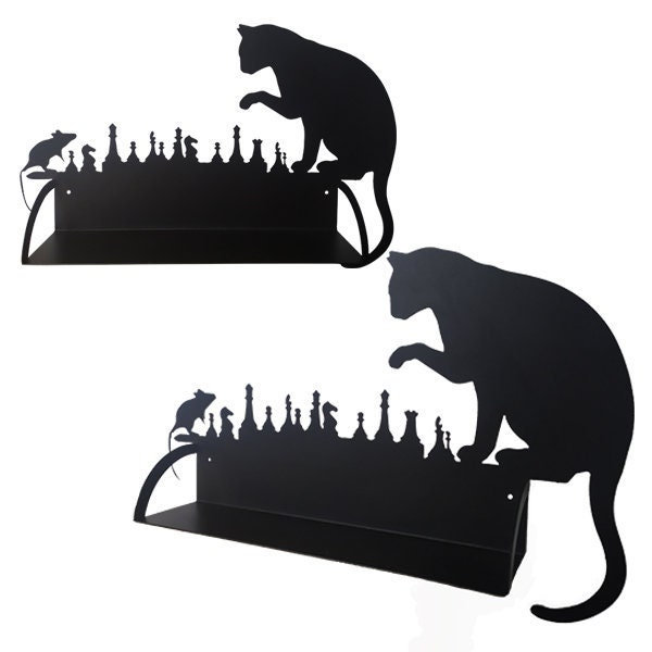 Etagère Murale en Métal Chat Souris Échec - Design et Tendance | Vis Fournies