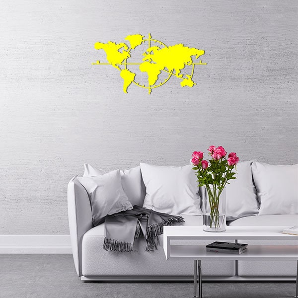 Décoration Murale en Métal Carte Du Monde Design et Tendance | Vis Fournies