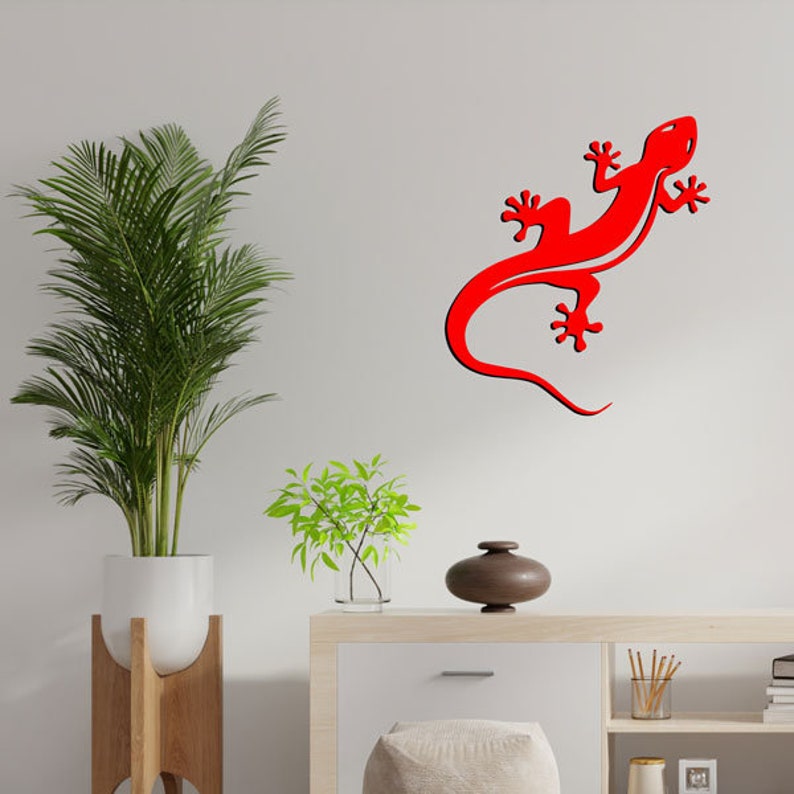 Metal wall decoration Gecko Salamander design and trendy screws provided image 5
