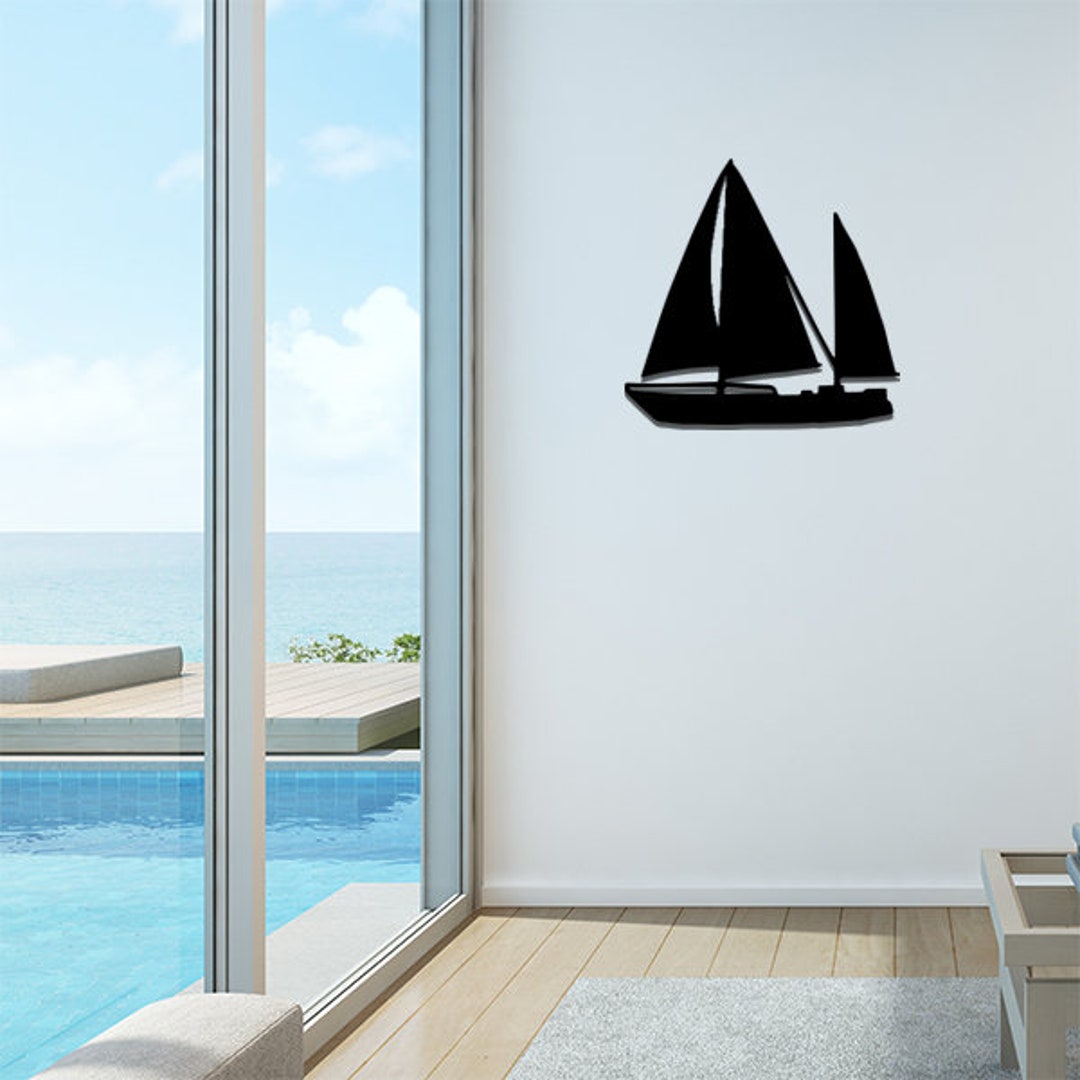 3 Décorations Murales Voiliers Vintage - Thème Nautique En MDF, Facile à Accrocher