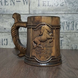 Personalized wooden beer mug, Prancin Pony, Groomsman gift, Personalized beer mug, 22oz, Personalized gift, Custom engraving tankard image 3
