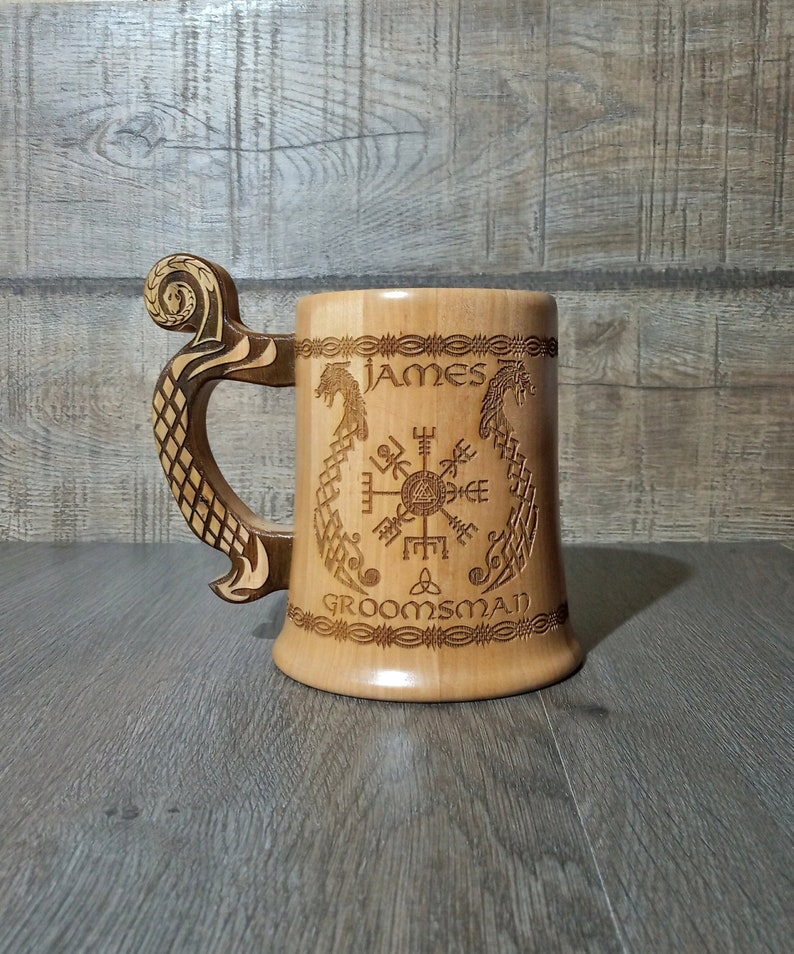 viking wooden beer mug