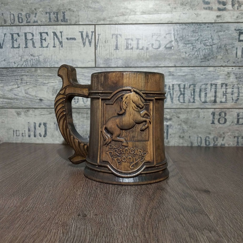 Personalized wooden beer mug, Prancin Pony, Groomsman gift, Personalized beer mug, 22oz, Personalized gift, Custom engraving tankard image 3