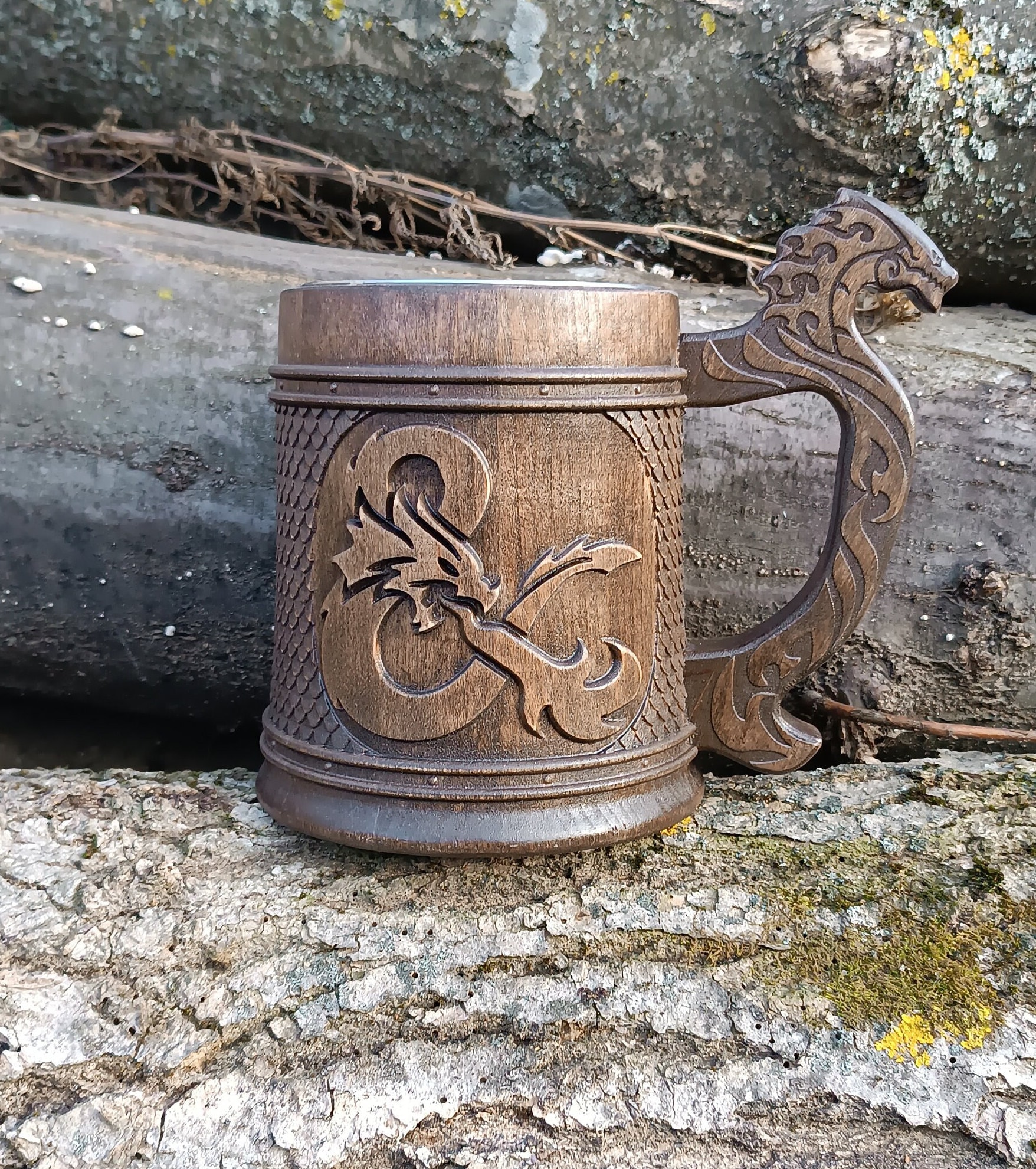 Dungeon Master wooden beer mug