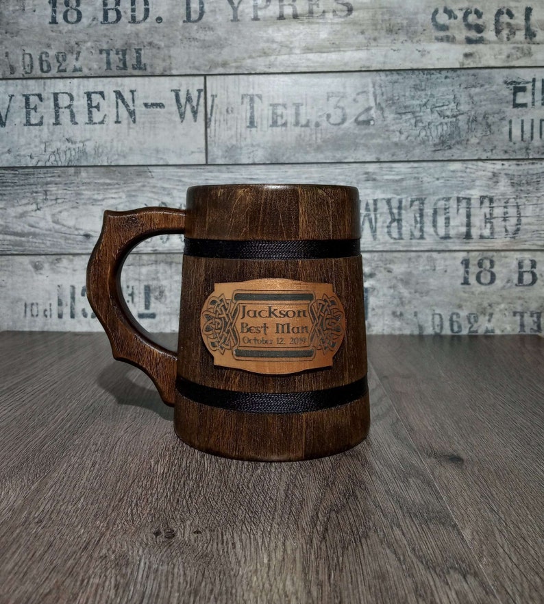 viking wooden beer mug