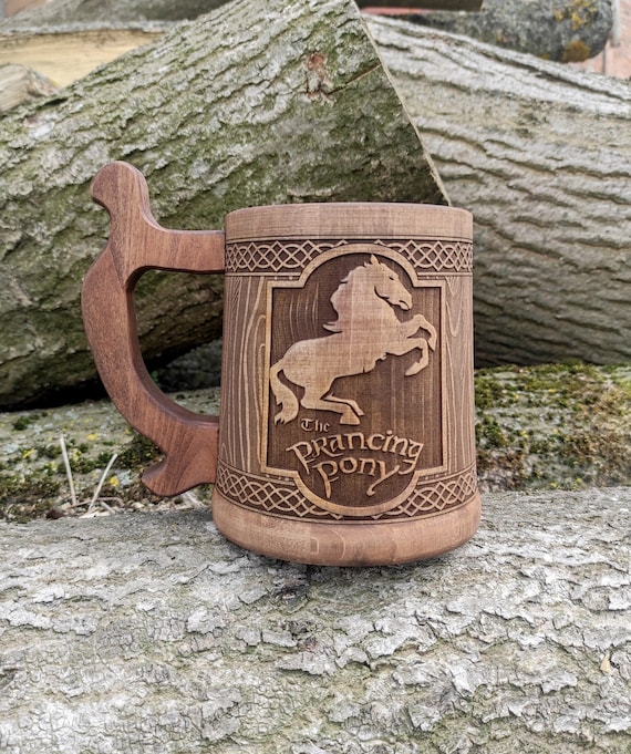 Personalized wooden beer mug, Prancin Pony, Groomsman gift, Personalized beer mug, 22oz, Personalized gift, Custom engraving tankard