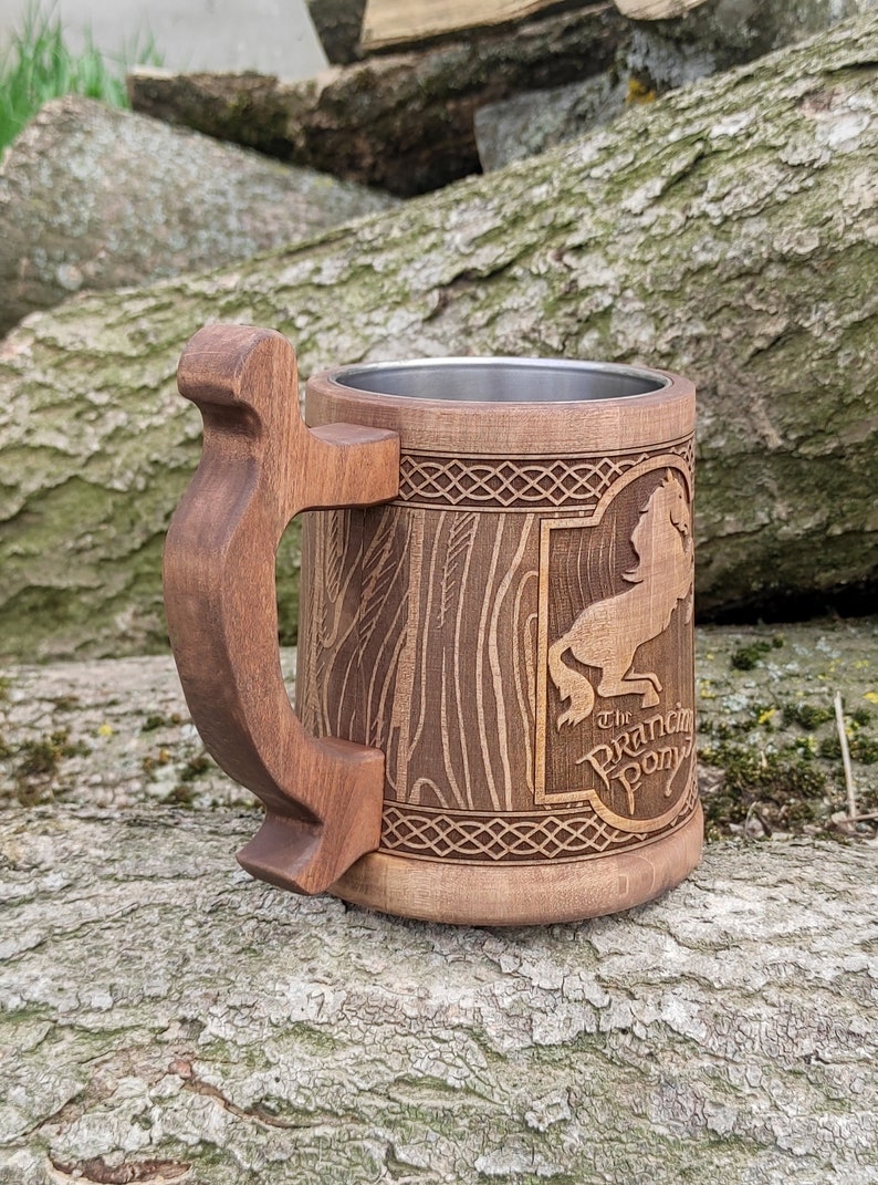 Boccale di birra in legno personalizzato, Prancin Pony, regalo per lo sposo, boccale di birra personalizzato, 22 once, regalo personalizzato, boccale con incisione personalizzata immagine 8
