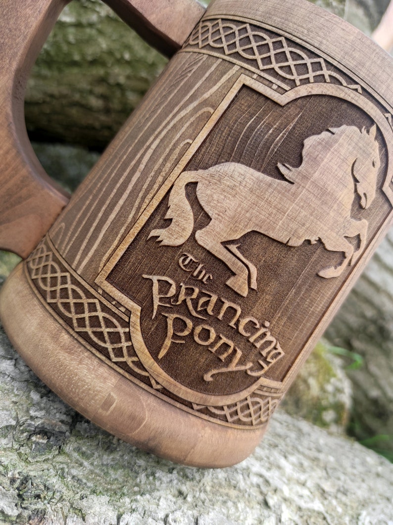 Boccale di birra in legno personalizzato, Prancin Pony, regalo per lo sposo, boccale di birra personalizzato, 22 once, regalo personalizzato, boccale con incisione personalizzata immagine 3