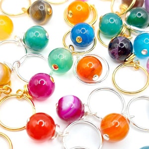 Clearance Gemstone Dangle Braid Rings 8 Pc Rainbow Agate, Loc Jewelry,  Dread Jewelry, Boho Hair Jewelry, Hair Beads, Loc Rings, Hair Rings