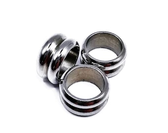 Stainless Steel Dreadlock Beads: Viking Hair Jewelry, 8.5mm Hole (3 Pc Set)