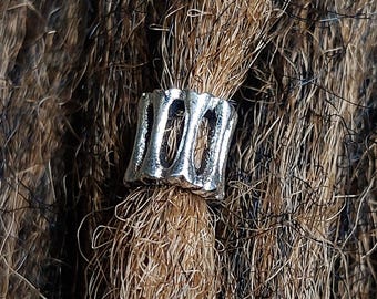 Bone Pattern Hair Beads 10 Pc: 4.5mm Hole Silver Loc/Beard/Braid/Dread Jewelry