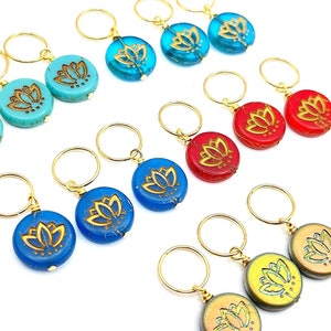 Lotus Czech Glass Coin Bead Hair Rings 3 Pc, Loc Jewelry, Hair Hoops, Dread Beads, Braid Jewelry, Boho Hair Jewelry, Flower Hair Beads