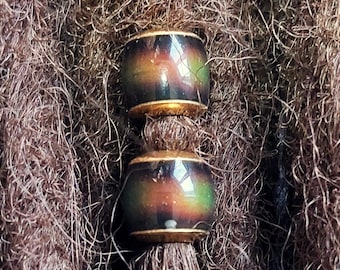 Color Changing Mood Beads for Small Locs/Braids: 4.5mm Hole, Gold-Plated (2 Pc)