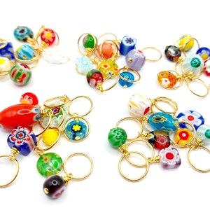 Rainbow Glass Dangle Bead Braid Rings 8 Pc, Loc Jewelry, Hair Hoops, Dread Beads, Braid Jewelry, Boho Hair Jewelry, Hair Beads, Loc Rings
