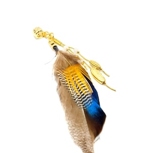 Boho Loc Jewelry with Feather & Chain Tassel | Hippie Hair Beads | Festival Dread Beads | Braided Hair Accessories | Dreadlock Hair Jewelry