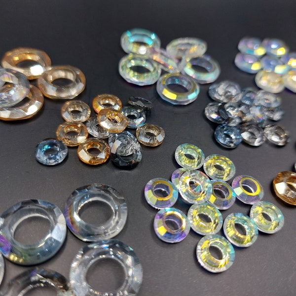 Crystal Glass Beads 4mm 5/6mm 8mm, Dread Beads, Dreadlock Jewelry, Hair Beads, Dread Accessories, Large Hole Bead, Spacer Beads, Slide Beads