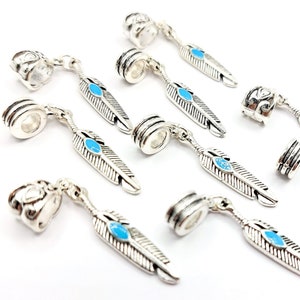 Loc Jewelry Silver Feather Cuff, Dread Jewelry, Loc Beads, Hair Beads, Sisterlocks, Boho Hair Jewelry, Hair Charms, Dread Beads, Hippie Hair