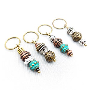 Clearance Boho 4 Pc Hair Ring Set, Hair Rings, Jewelry for Braids, Bohemian Jewelry, Loc Jewelry, Hair Beads, Dread Rings, Loc Accessories
