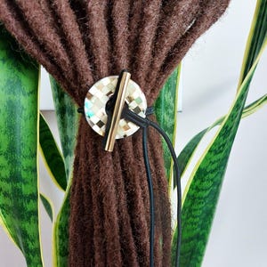 Mother of Pearl Linking Ring Dread Tie, Loc Tie, Dread Keeper, Dread Beads, Hair Ties, Thick Hair Ties, Elastic Dread Bands, Dread Jewelry