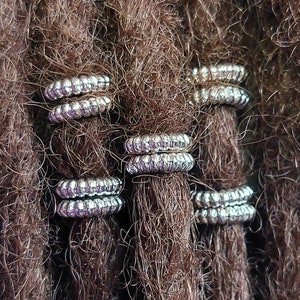 Silver Plated Pewter Loc Beads 4mm Hole 10 Pc Set, Small Dread Beads, Loc Jewelry, Big Hole Beads, Microlocs, Beard Beads, Jewelry Supply