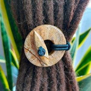 Picture Jasper Gemstone Dread Tie, Loc Tie, Loc Accessories, Dreadlock Ties, Dread Accessories, Dread Beads, Accessories for Thick Hair