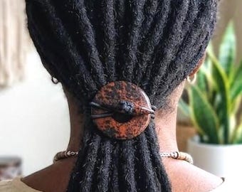 Mahogany Obsidian Gemstone Dread Tie: Loc Accessory, Thick Hair Tie