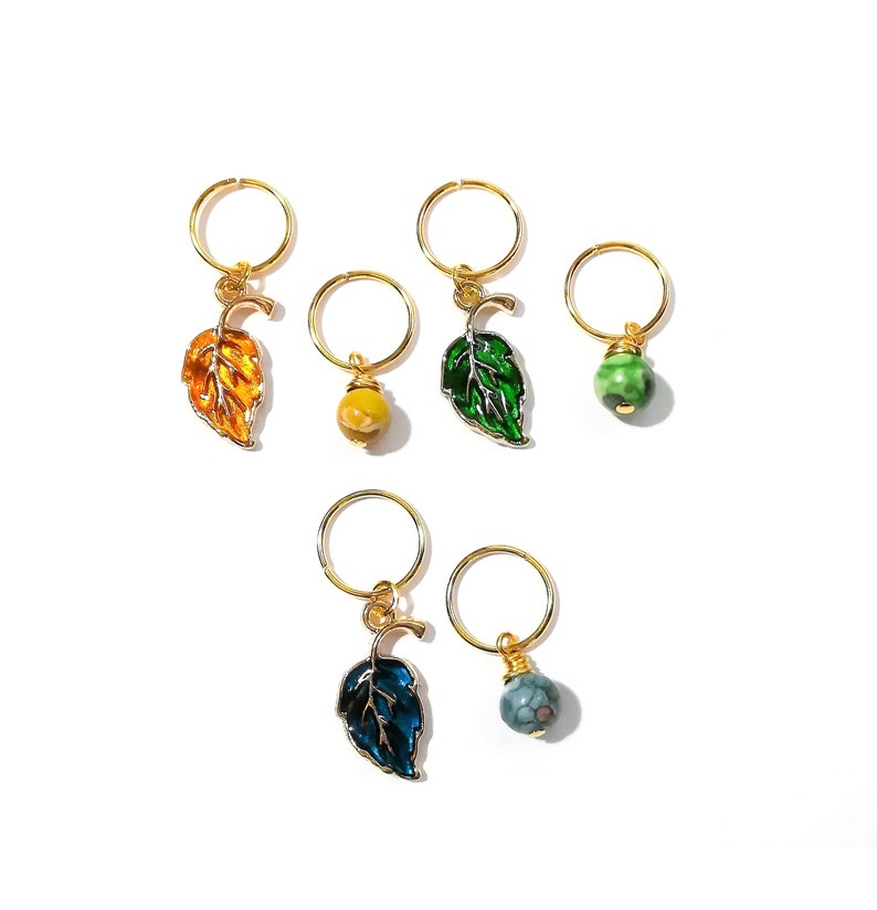 Dread Beads Sisterlocks Boho Hair Jewelry Gemstone /& Leaf Charm Hair Jewelry Set Braid Rings Hair Hoops Loc Jewelry Hair Beads
