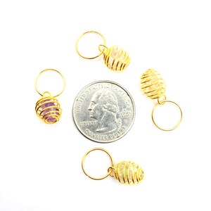 Caged Quartz Crystal Hair Rings: Boho Braid Jewelry, Loc Accessories - Set of 4 image 5