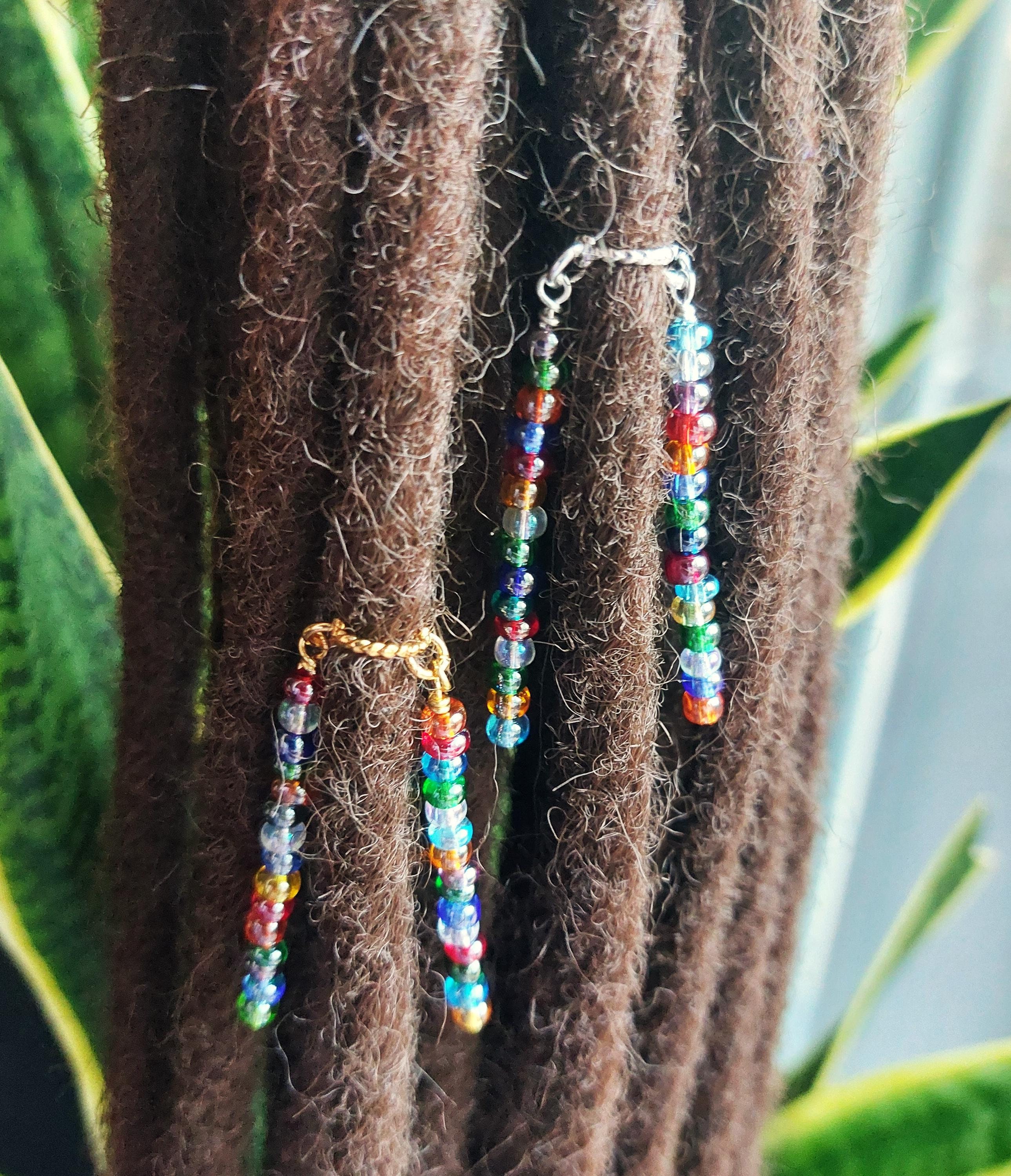 Gypsy Hair Dread Braid Quartz Crystal Butterfly Beads Cuffs Ribbon Iridescent Butterfly Dreadlocks Beads - 20 Pieces Hair Cuffs  main image 2