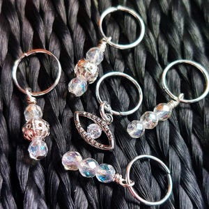 Evil Eye & Quartz Gemstone Hair Rings 5 Pc, Loc Jewelry, Braid Rings, Dread Jewelry, Braid Jewelry, Hair Charms, Hair Beads, Loc Accessories