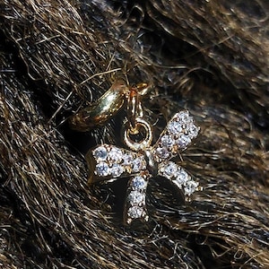 Sparkling Bow Loc Jewelry Cuff 5/6/8mm Hole 1 Pc, Dread Jewelry, Loc Beads, Hair Beads, Hair Charm, Jewelry for Braids, Wedding Hair Jewelry