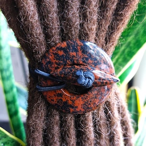 Gemstone Dread Tie Mahogany Obsidian, Loc Tie, Loc Accessory, Dreadlock Ties, Dread Accessories, Dread Beads, Thick Hair Ties, Ponytail Tie