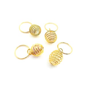 Caged Quartz Crystal Hair Rings: Boho Braid Jewelry, Loc Accessories - Set of 4 image 7