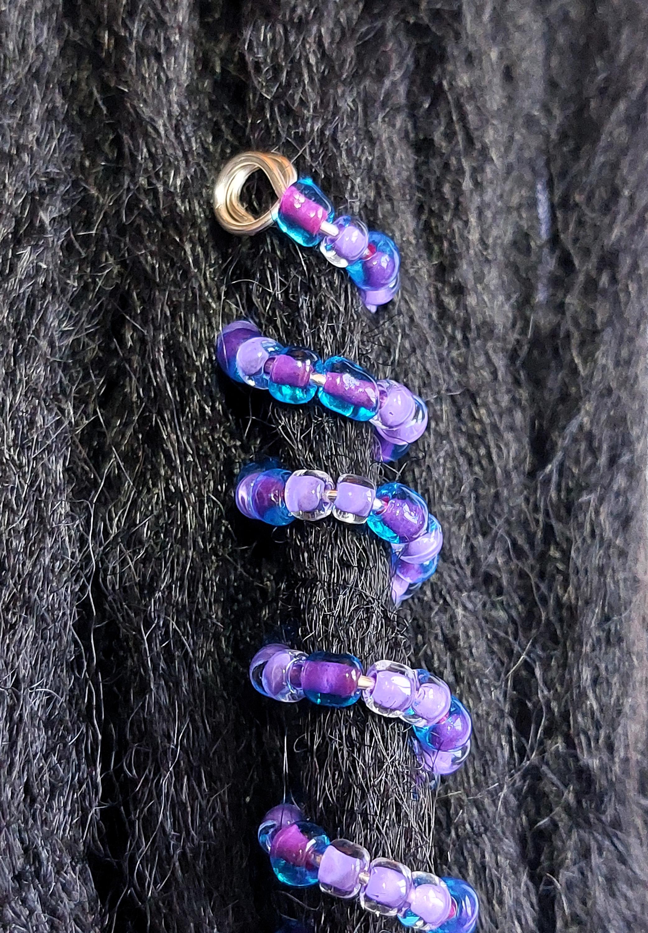 Purple & Aqua 7mm Loc Spiral: Silver-Plated Loc Jewelry, Braid Coil