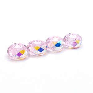 Crystal AB Pink Rondelle Glass Loc Beads 5mm Hole - 4 Pc