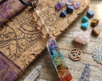 Chakra Gem Car Charm: Copper Swirl, Semi-Precious Stones
