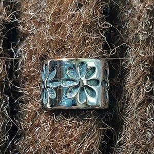 Stainless Steel Loc Bead Flower Patterned 8.5mm Hole, Dread Beads, Loc Jewelry, Hair Beads, Beads for Braids, Beard Beads, Nordic Beads